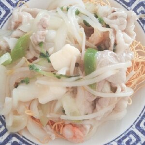 シーフード&豚肉で皿うどん♬野菜もたっぷり！！！